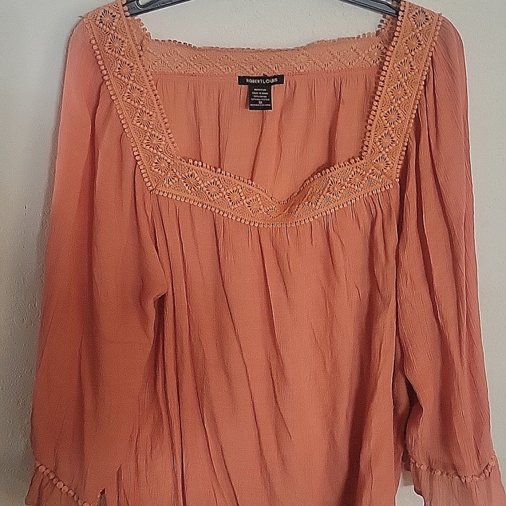 Robert Louis peach colored / orange sherbet blouse